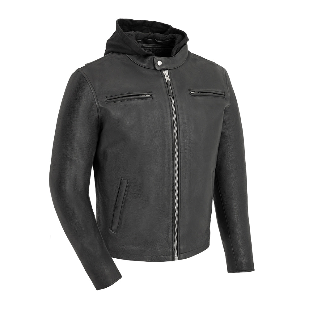 Street Cruiser Men's Motorcycle Leather Jacket Men's Leather Jacket First Manufacturing Company Black S